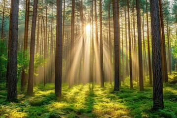 Obraz premium beautiful morning in the forest line