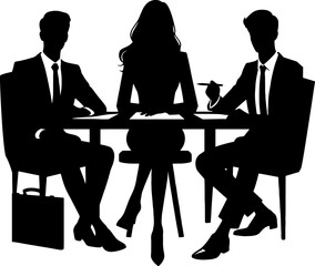 silhouettes of people in a meeting