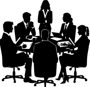 recommend clip art: silhouettes of people in a meeting