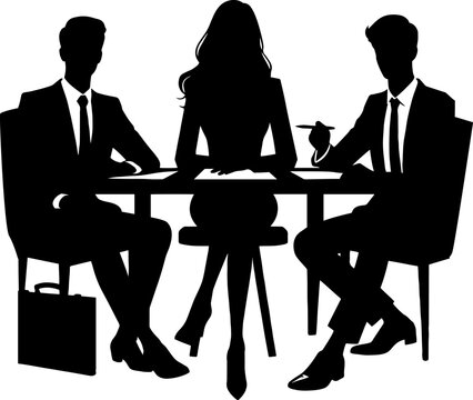 recommend clip art: silhouettes of people in a meeting