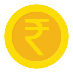 Rupee gold coin flat vector icon for mobile apps, UI or web design