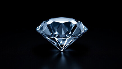 a perfect diamon gem in the center in a black background