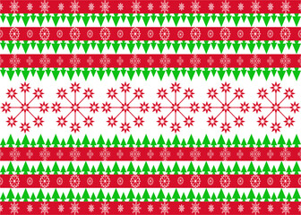 Christmas tree seamless pattern with and snowflakes. Winter Holiday Background. Vector illustration