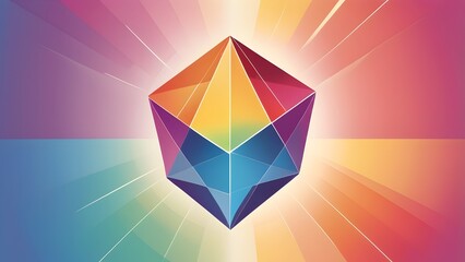 Abstract Prism Refracting Light into a Rainbow of Colors