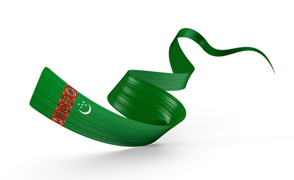 3d Flag Of Turkmenistan 3d Shiny Waving Ribbon Flag Isolated On White Background 3d Illustration - Powered by Adobe