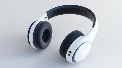 Wireless headphones with over-ear design and white body on a neutral background. Generative AI