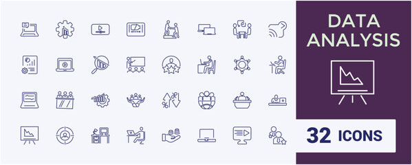 Digital marketing line icons. SEO, target, ads, analytics etc. Marketing icon collection. Thin line icon. Editable stroke for web and mobile app.