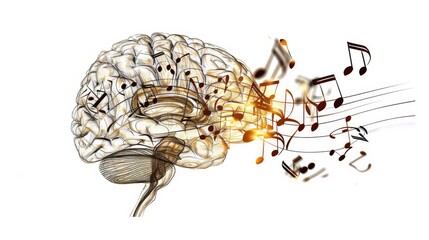 a surrealistic interpretation of the human brain as a cosmic symphony, with neurons firing in synchrony to create a harmonious melody of thought and perception