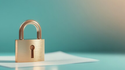 Fototapeta premium Brass Padlock on Financial Document