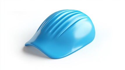 Blue streamlined swimming cap on a white background simple and modern headgear for swimmers. Generative AI