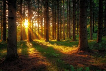 Obraz premium path in the woods of beautiful deep forest