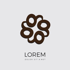 The symbol or logo is four rotating abstract circles