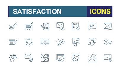 Testimonial and Review line icons. Related to customer experience, client satisfaction, feedback. Editable stroke. Vector illustration