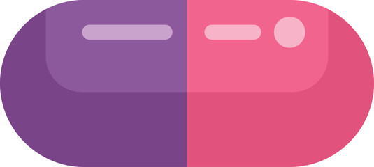 Fototapeta premium Pink and purple pill is lying horizontally on a white background