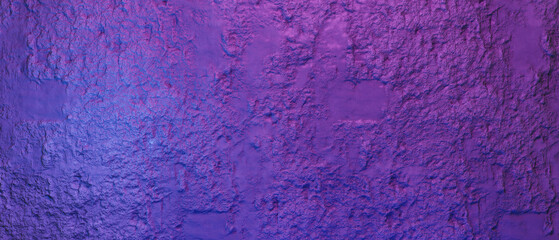 3d rendering of concrete plaster wall illuminated by magenta light from above