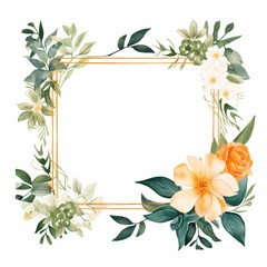 Fototapeta premium Delicate floral corner design with white and yellow blossoms.