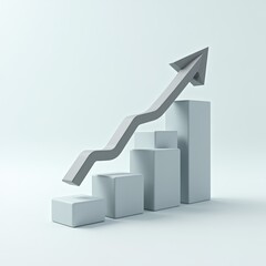 Business graph with an upward arrow and a chart illustrating growth