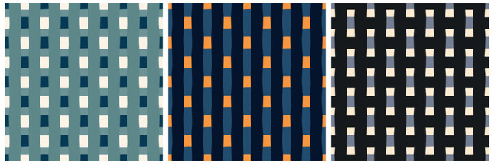 Elegant line shape pattern abstract backgrounds collection seamless geometric linear motif. Textile fabric swatch all over block print. Digital illustration, high resolution image, modern template.