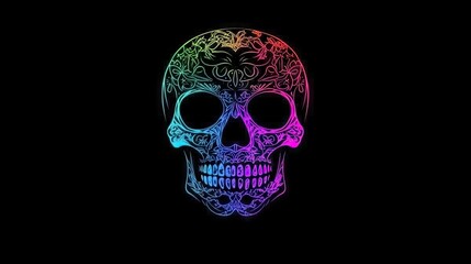 A vibrant sugar skull design in luminous colors, perfect for celebrating de los Muertos with bold and bright hues.