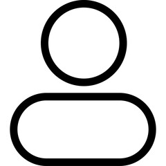 Account Rounded Black Outline Icon Isolated on White Background