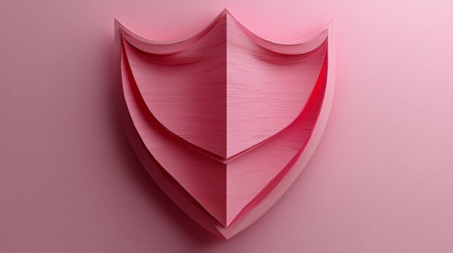 Layered Paper Shield Art on Pink Background