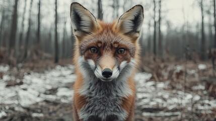 Obraz premium Majestic Red Fox in Winter Forest Setting