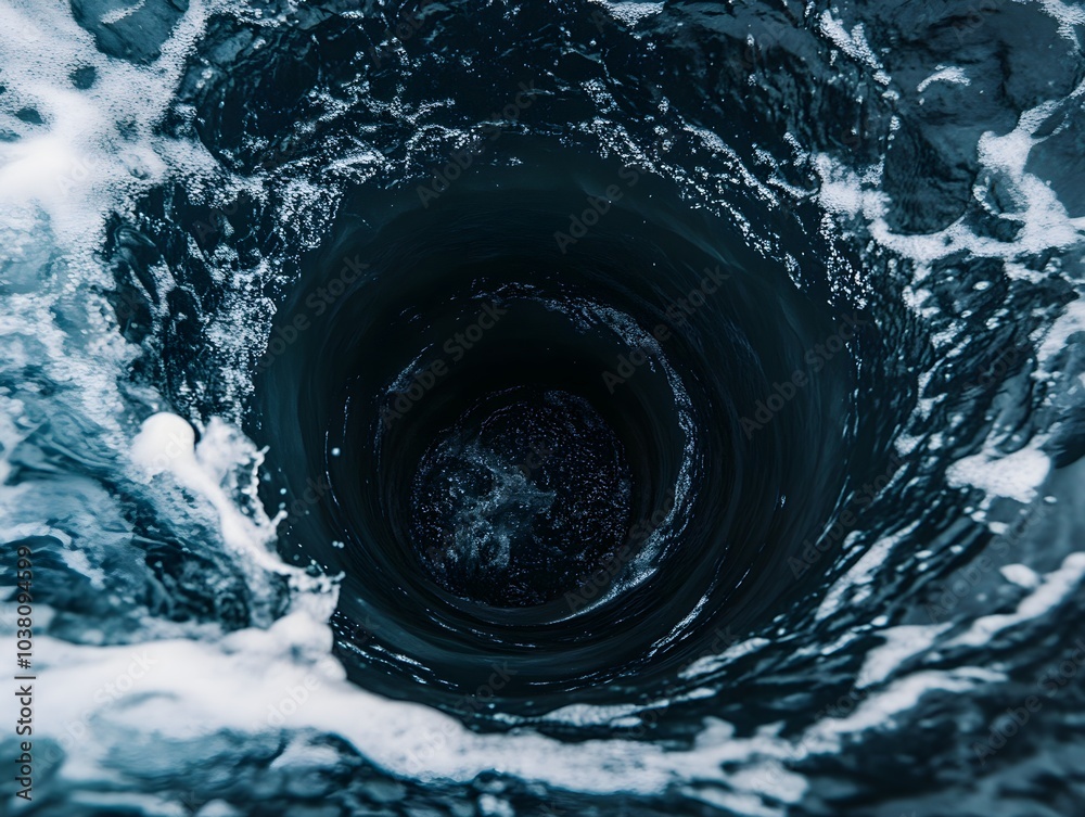 Poster deep water swirl with bubbling waves