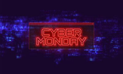 Cyber Monday banner. Digital promotion sale poster. Vector illustration. 