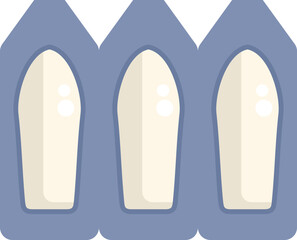 Simple flat vector illustration of a medical blister pack containing three suppositories