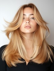 Naklejka premium model with Cozy Honey Blonde hair color