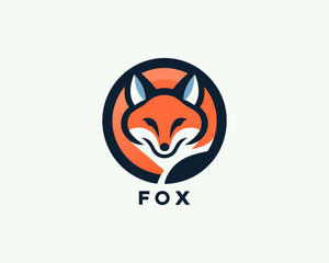 Fototapeta premium Fox logo design icon symbol vector illustration. cartoon fox logo design template.