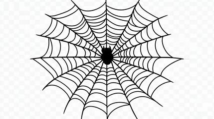 Classic spider web design on a transparent background, perfect for Halloween decorations or creepy settings.