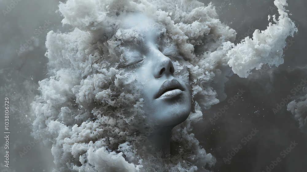 Aufkleber ethereal visions a dreamy figure emerges from the swirling clouds capturing the essence of mystery a