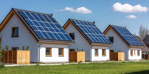 Obraz premium Modern Residential Complex with Solar Panels