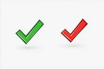 Two green and red check marks are shown side by side. The green check mark is on the left and the red check mark is on the right