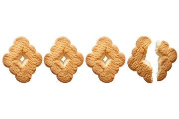 Single isolated broken biscuit in white background