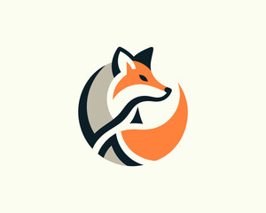 Colorful cartoon fox logo design vector illustration