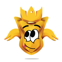 happy gold shield mascot character. cute, funny, and playful concept. achievement, reward, and education themes