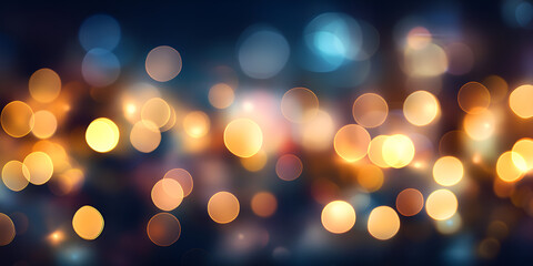 Fototapeta premium Festive Blue Bokeh Lights Background
