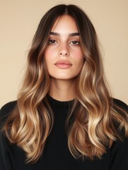 Fototapeta premium model with Blended Bronde hair color