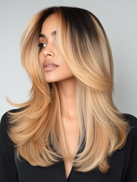 model with Blended Bronde hair color