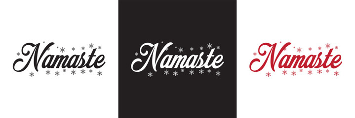 NAMASTE black vector brush calligraphy banner with swashes.  isolated on a white background. Vector illustration. EPS 10	
