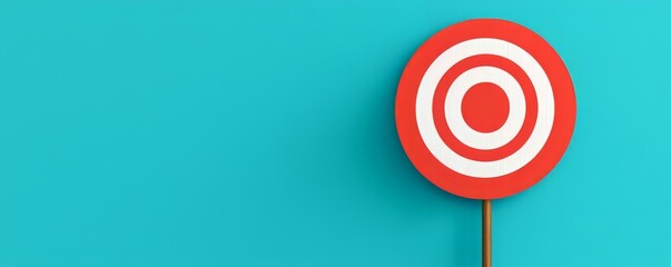 Circular red target icon on a vibrant blue background