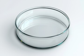 A clear glass petri dish, commonly used in laboratories for growing cultures or conducting experiments.