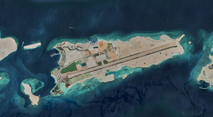 Qatar, Al-Yasat Island from a bird's eye view in the Persian Gulf