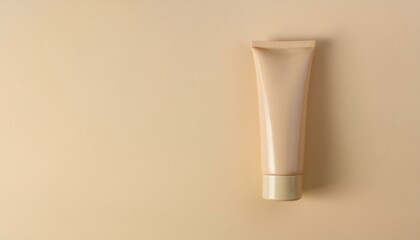 Cosmetic tube, beige background, minimalist design, beauty and skincare concept.