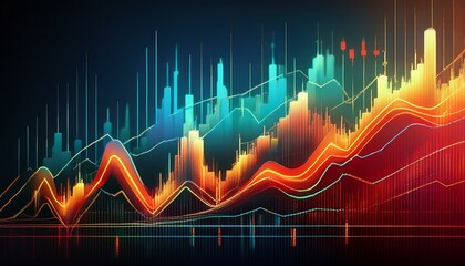 Naklejka premium Colorful digital financial chart displaying market trends and data analysis.