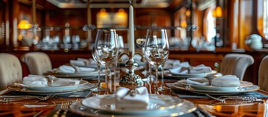Elegant Dinner Setting on a Yacht