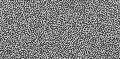 Turing reaction diffusion monochrome seamless pattern with chaotic motion .Linear design with biological shapes. Organic lines in memphis. abstract turing organic wallpaper background .	
