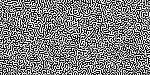 Turing reaction diffusion monochrome seamless pattern with chaotic motion .Linear design with biological shapes. Organic lines in memphis. abstract turing organic wallpaper background .	
